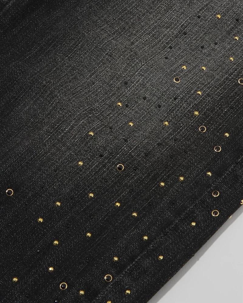 High-Rise Embellished Slim Ankle Jeans