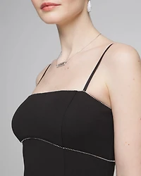 Sleeveless Crystal Trim Sheath Dress