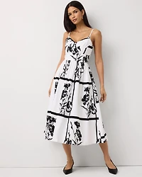 Pleated V-neck Midi Dress