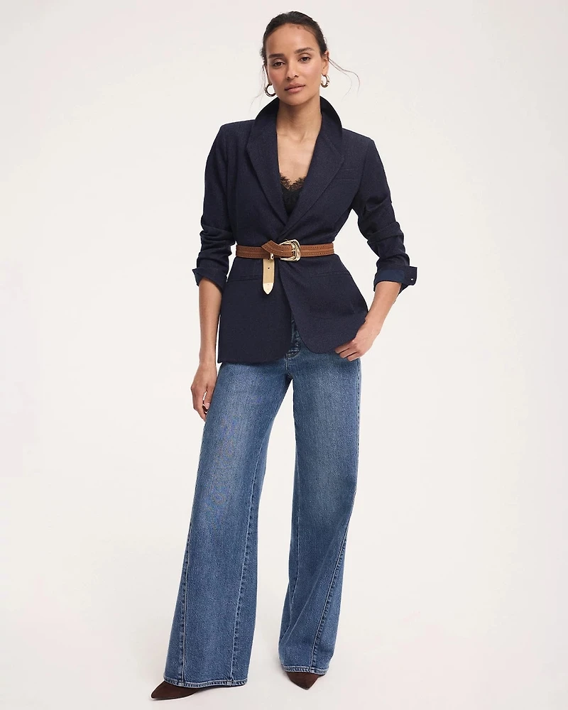 Petite High-Rise Twisted Seam Wide Leg Jeans