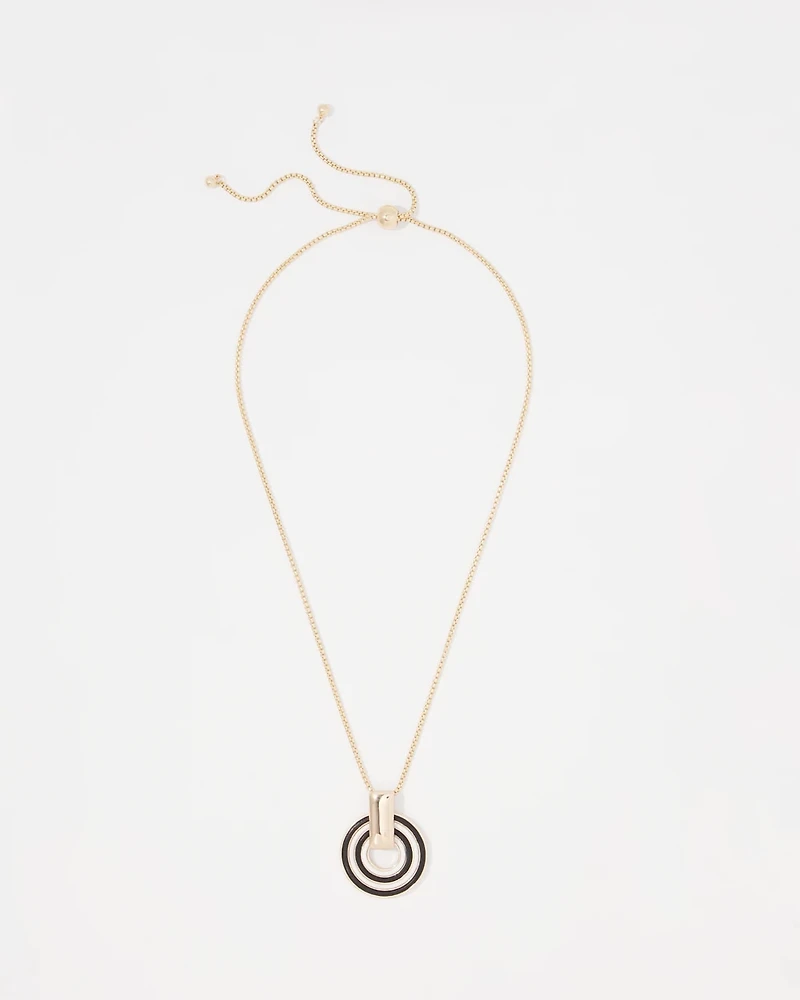 Gold Corded Inlay Pendant Necklace
