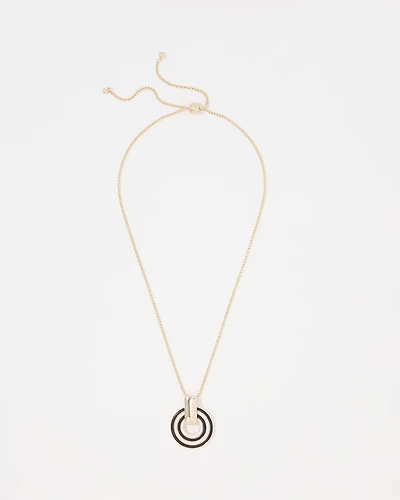Gold Corded Inlay Pendant Necklace