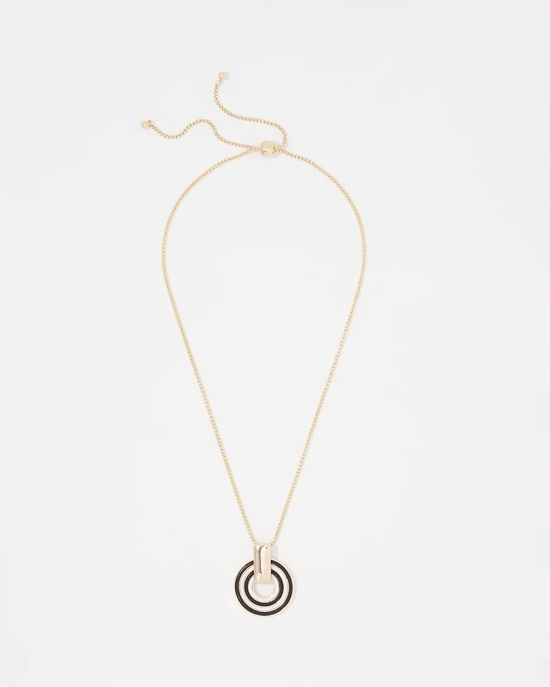 Gold Corded Inlay Pendant Necklace