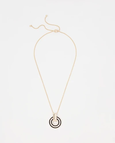 Gold Corded Inlay Pendant Necklace