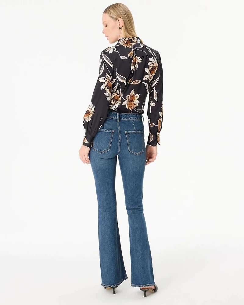 Petite Snap Pocket High-Rise Flare Jean
