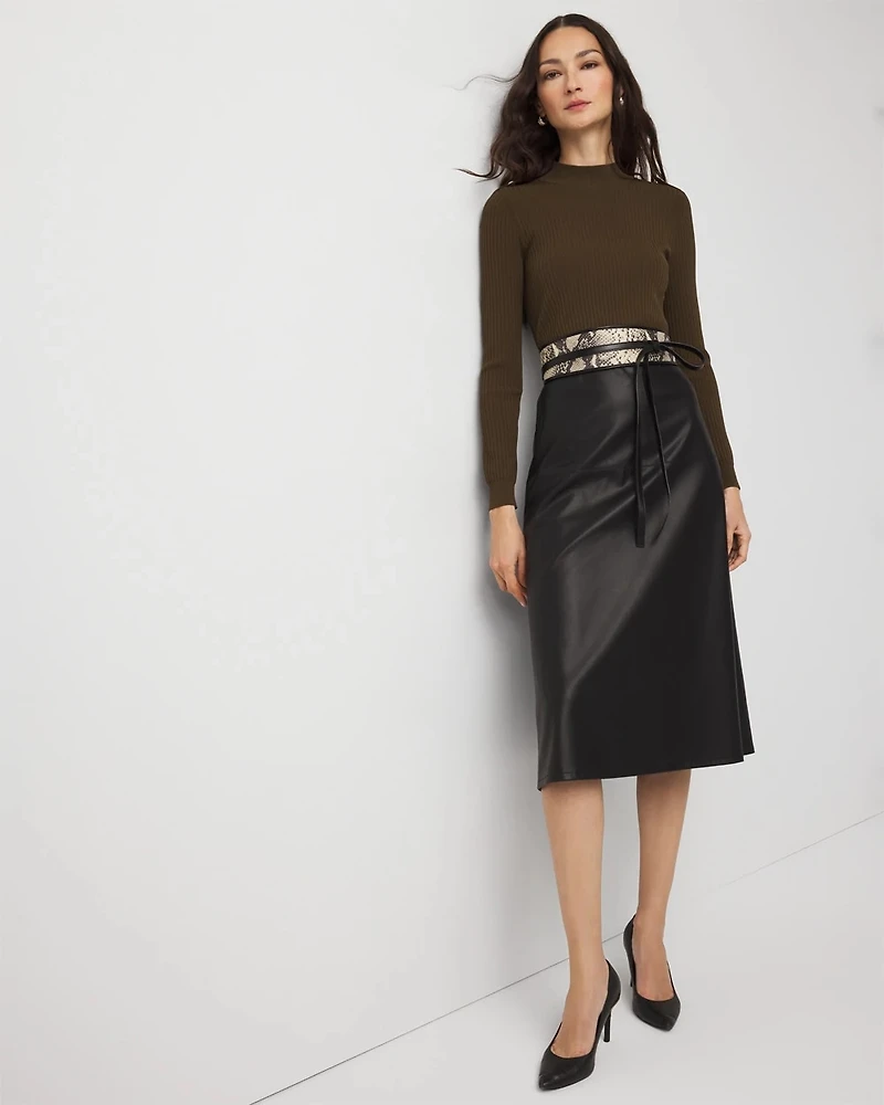 Long Sleeve Faux Leather Dress