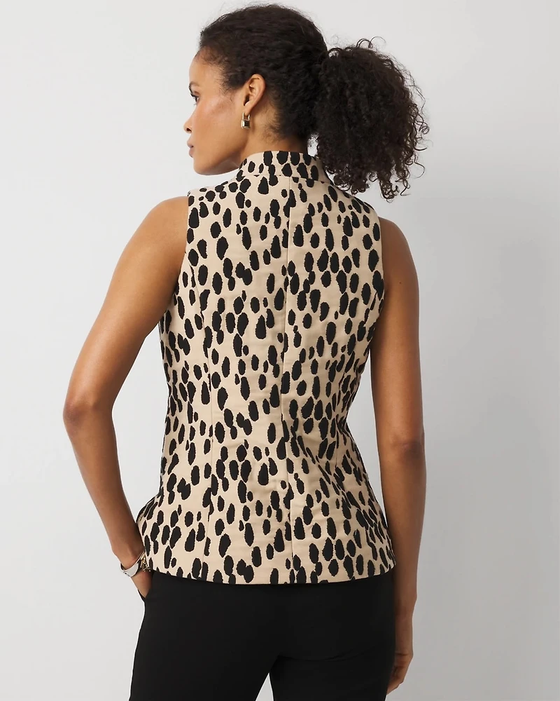 Asymmetrical Collar Jacquard Vest