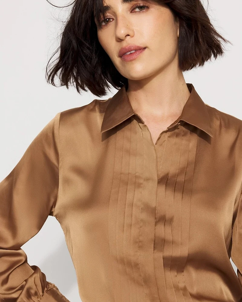 Pintuck Satin Shirt
