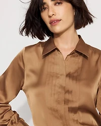 Pintuck Satin Shirt