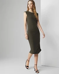 Cap-Sleeve Matte Jersey Ruched Side Dress