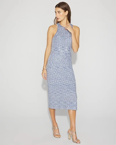 Space-Dye Ribbed Midi Dress with Lurex