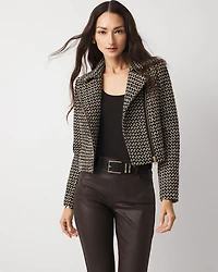 Metallic Tweed Moto Jacket