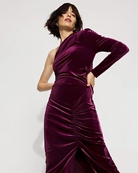 One-Shoulder Velvet Bodycon Dress