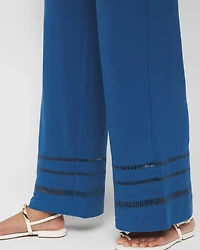 Matte Jersey Wide-Leg Ladder Trim Pant