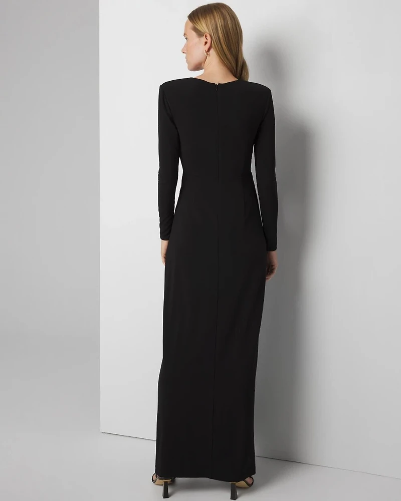 Petite V-Neck Draped Maxi Dress