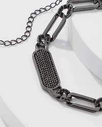 Hematite + Pavé Bar Necklace