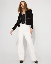 Embellished Tweed Sweater Jacket