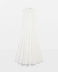 Mock Neck Knit Lace Midi Dress