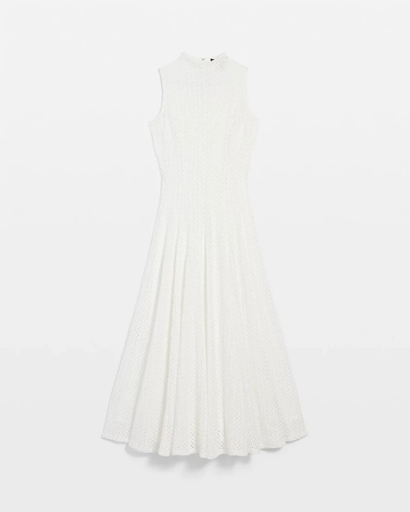 Mock Neck Knit Lace Midi Dress