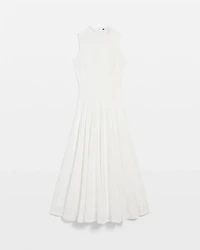 Mock Neck Knit Lace Midi Dress