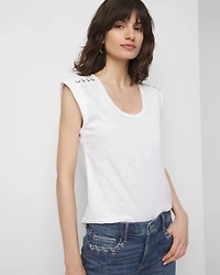 Lace-Up Shoulder Scoop Tee