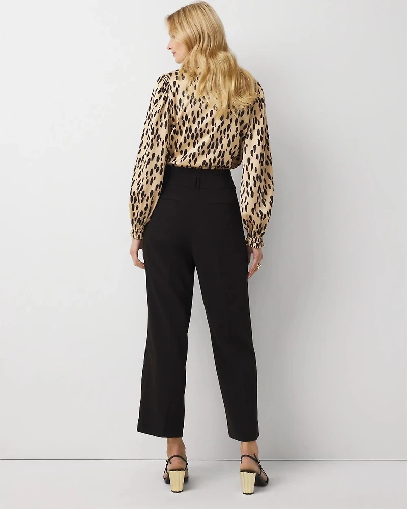 Pleated Cropped Wide Leg Pant