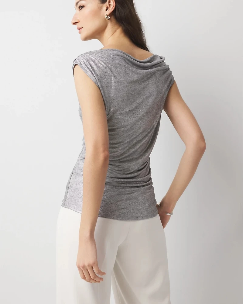 Metallic Off-The-Shoulder Shirred Top