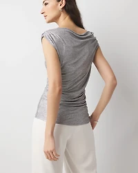 Metallic Off-The-Shoulder Shirred Top