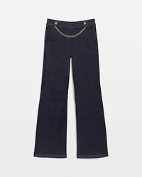 Chain Detail Extra High Rise Wide-Leg Jean