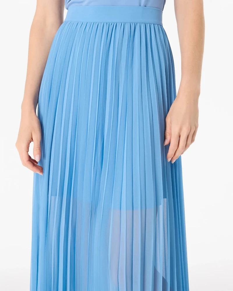 Pleated Crepe Maxi Skirt