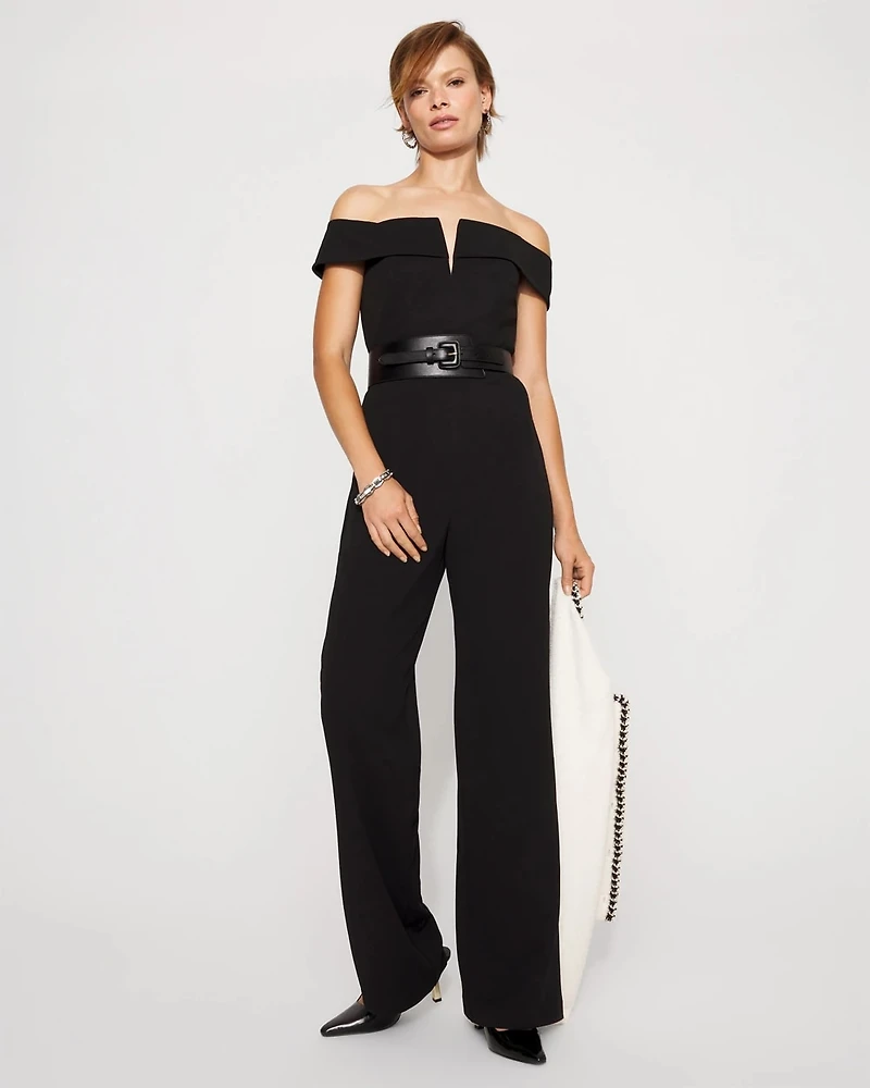 Off-The-Shoulder Crepe Jumpsuit