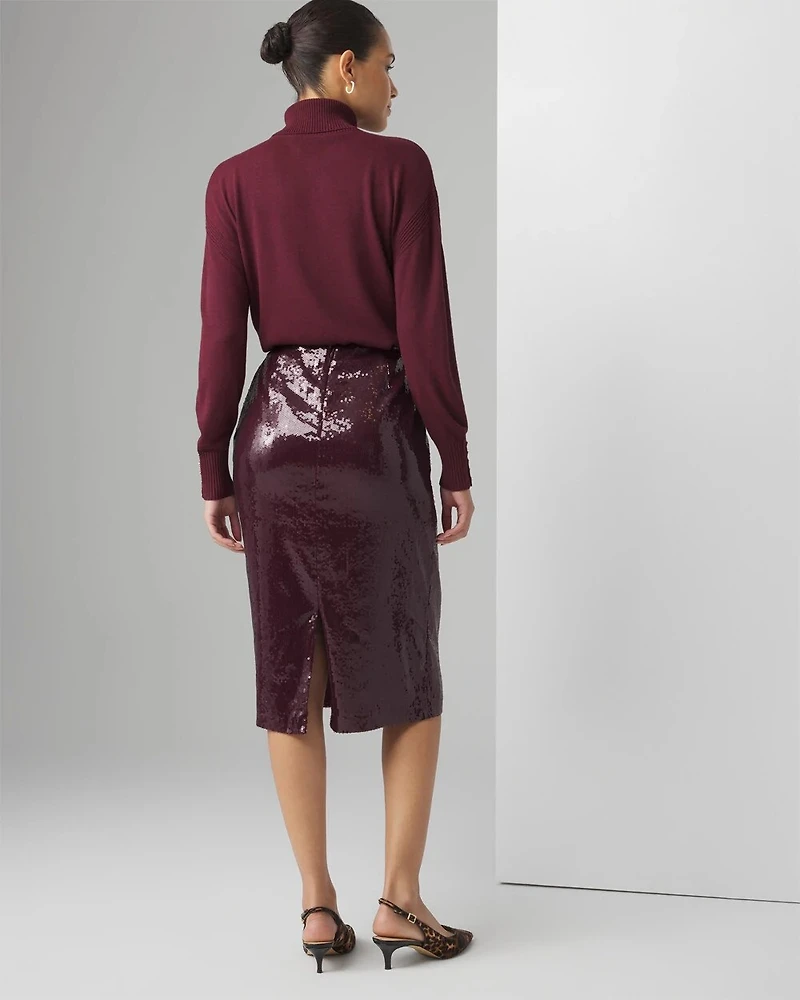 Petite Sequin Midi Skirt
