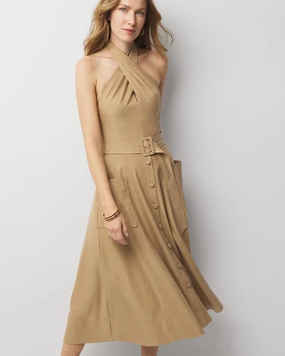 Halter Trench Midi Dress