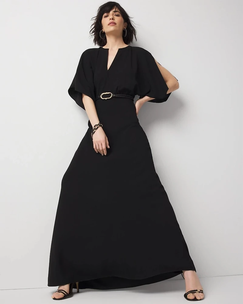 Petite Kimono Sleeve Crepe Gown