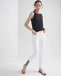 High-Rise Printed Hem Skinny Ankle Jeans