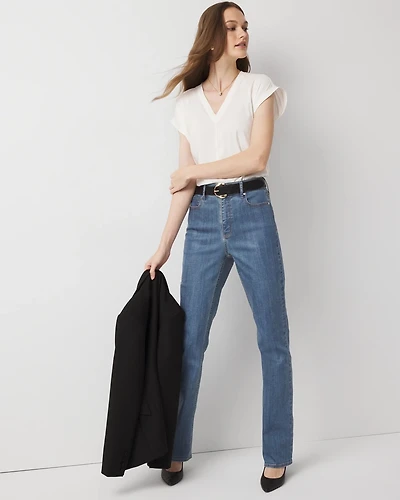 Petite Clear Coated Extra High Rise Elongated Slim Jean