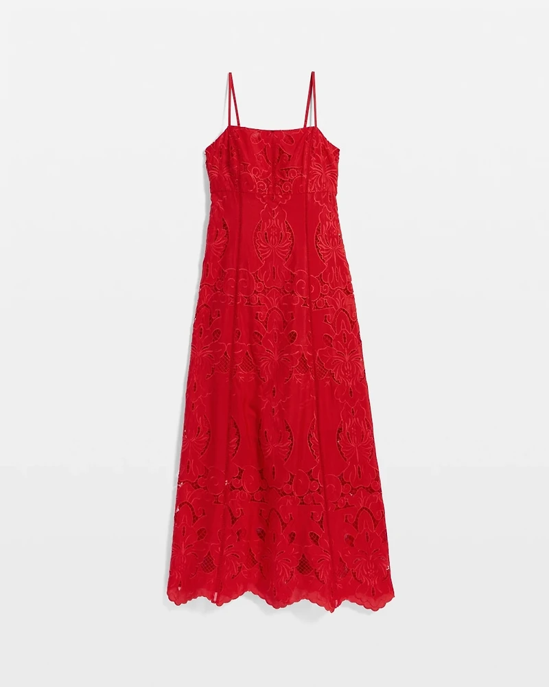 Eyelet Square Neck Maxi Dress