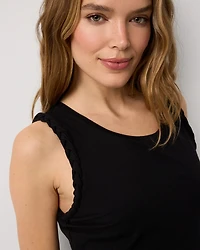 Petite Ruched Sleeveless Midi Dress