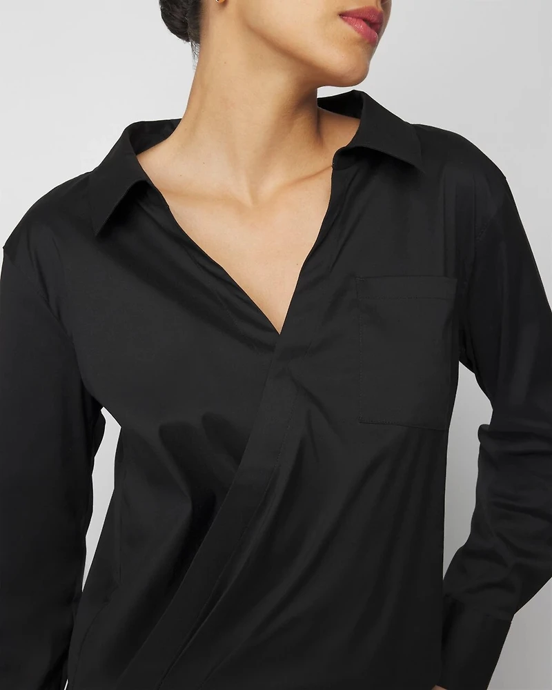 Cross Front Poplin Shirt