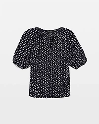 Elbow Sleeve V-neck Blouse