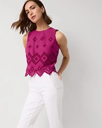 Embroidered Poplin Cropped Top