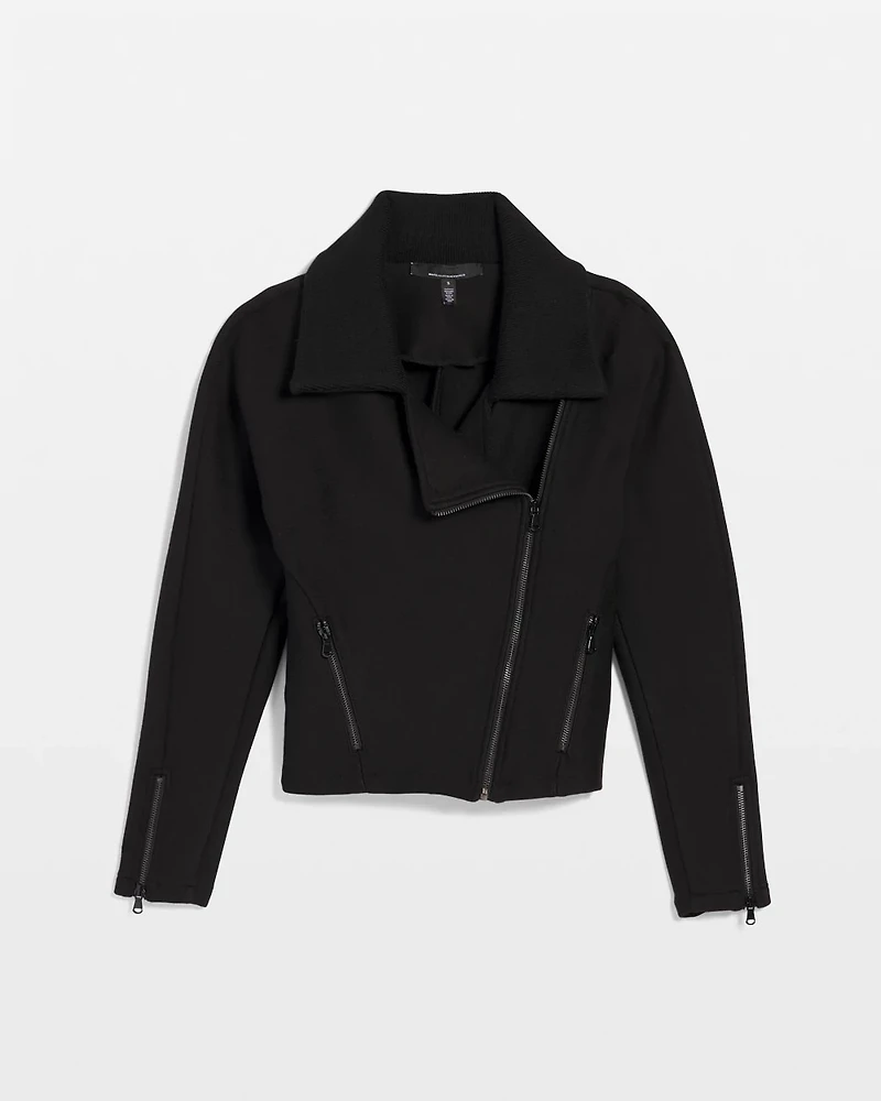 Asymmetrical Zipper Moto Sweater Jacket