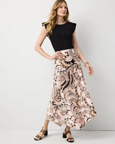 Petite Satin Slip Midi Skirt
