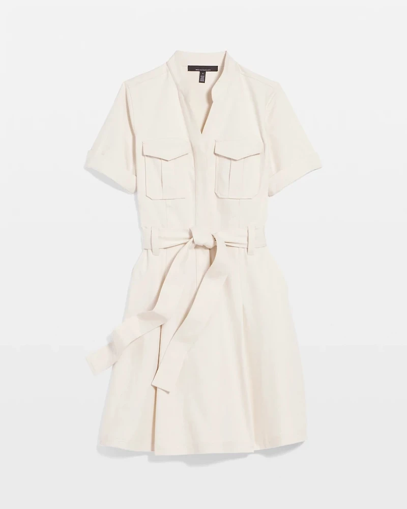 Petite Cotton Twill Tie-Belt Mini Dress