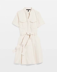 Petite Cotton Twill Tie-Belt Mini Dress