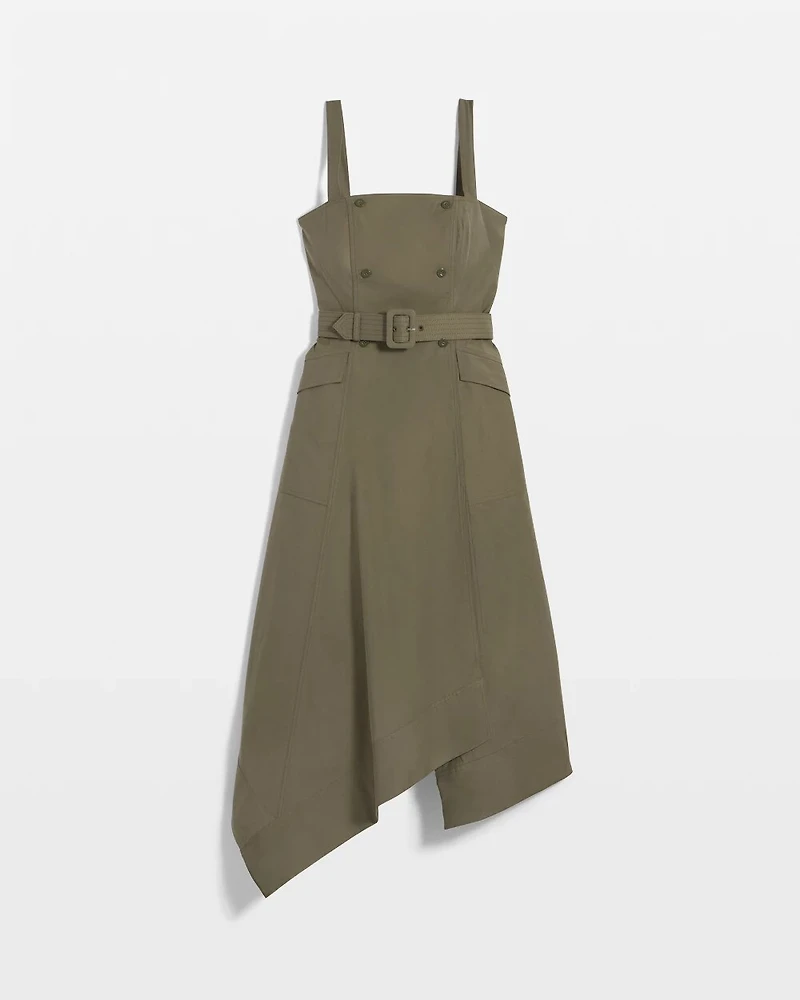 Petite Asymmetric Trench Midi Dress