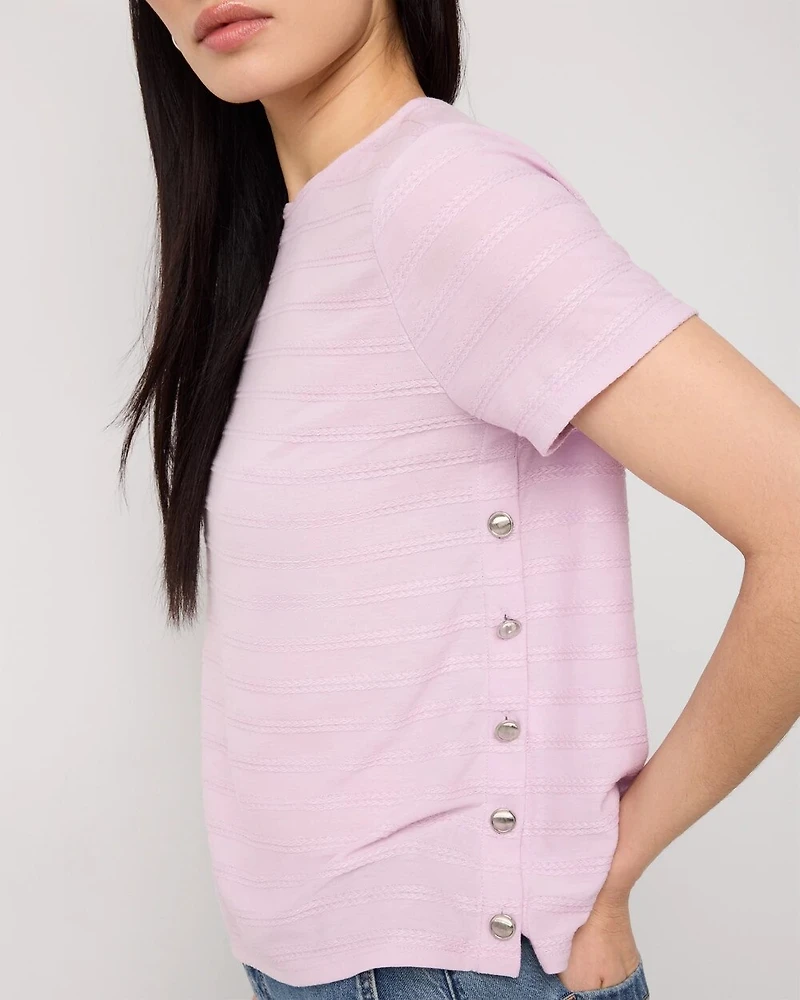 Jacquard Side Button Tee