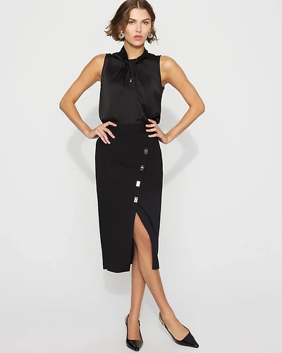 Asymmetrical Faux-Wrap Pencil Skirt