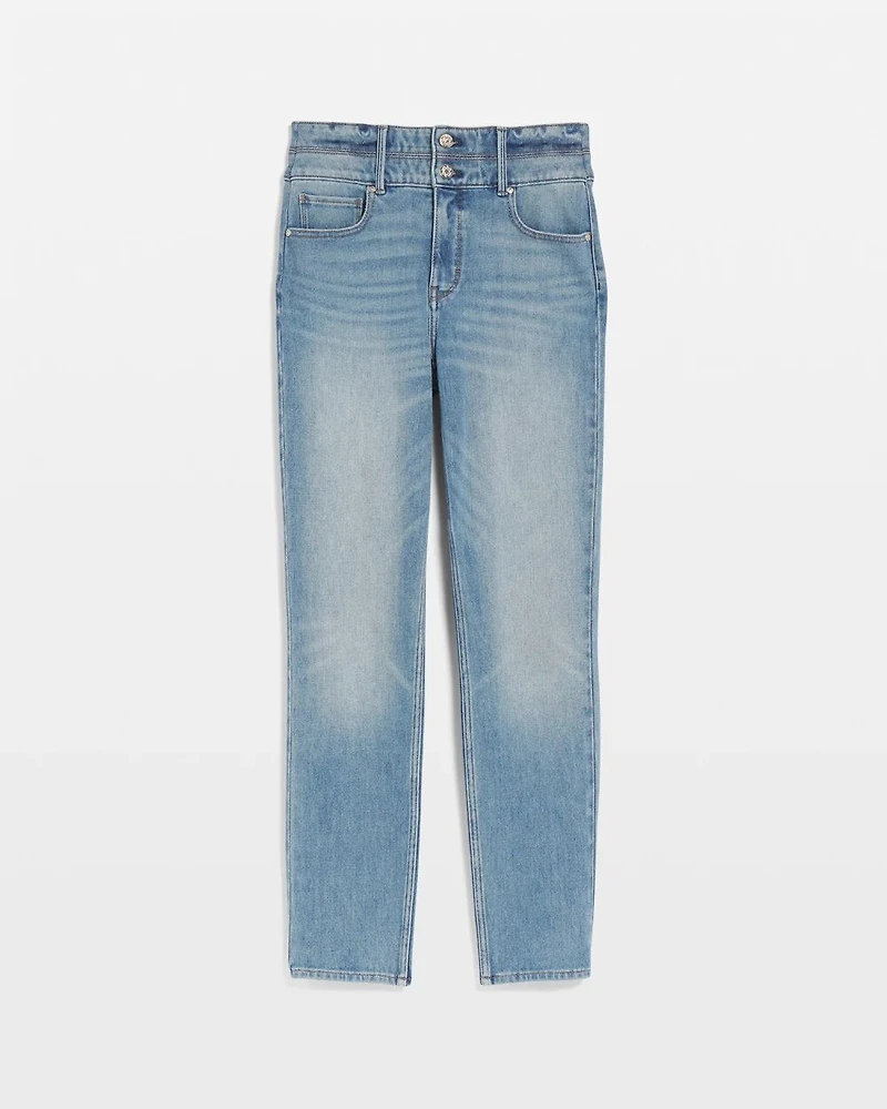 Extra High-Rise Double Waistband Slim Ankle Jeans