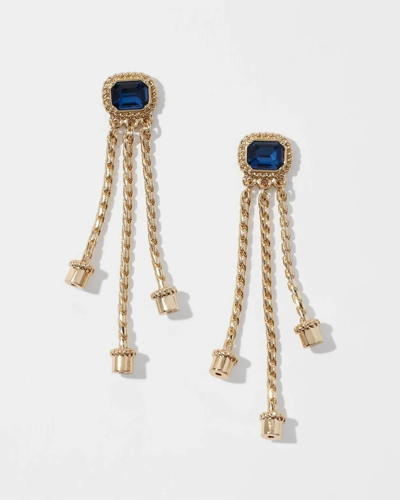 Blue Crystal Linear Earrings